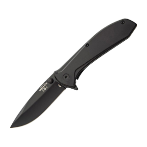 Bear & Son 112ABK Assisted Opening Pocket Knife 2.75" Drop Point Stainless Steel Black Blade Stainless Steel Handle Black