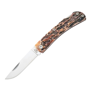 Bear & Son Farmhand Pocket Knife 2.75" Drop Point Stainless Steel Satin Blade Bone Handle Stag