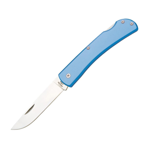 Bear & Son Farmhand Pocket Knife 3.62" Drop Point Stainless Steel Satin Blade Aluminum Handle Blue