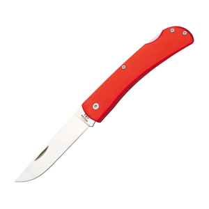 Bear & Son Farmhand Pocket Knife 3.62" Drop Point Stainless Steel Satin Blade Aluminum Handle Red
