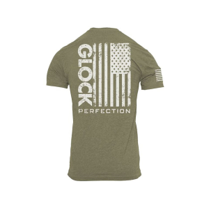 Glock Men's Perfection Flag Short Sleeve Crew Neck T Shirt Military Green 3XL