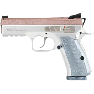 CZ Shadow 2 Compact 9mm Luger Pistol 4" Barrel 15+1 Round Rose Gold Slide Blue Grip Silver Frame