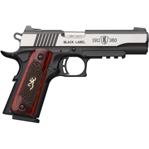 Browning 1911-380 Black Label Medallion Pro 380 ACP Pistol 3.625" Barrel 8+1 Round Stainless Slide Rosewood Grip Matte Black Frame