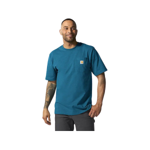 Carhartt Men's K87 Loose Fit Heavyweight Short Sleeve Crew Neck T Shirt Dark Tranquil Blue Heather 3XL