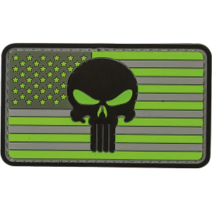 Voodoo Tactical Punisher Flag PVC Morale Patch Hi-Viz Green and Gray