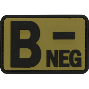Voodoo Tactical Blood Type B- Neg PVC Morale Patch Coyote