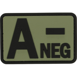 Voodoo Tactical Blood Type A- Neg PVC Morale Patch OD Green