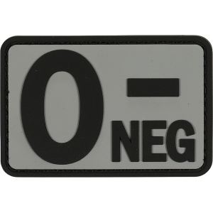 Voodoo Tactical Blood Type O- Neg PVC Morale Patch Gray