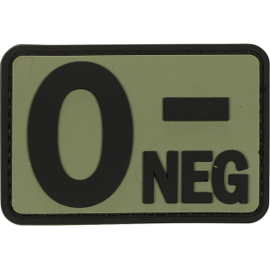 Voodoo Tactical Blood Type O- Neg PVC Morale Patch OD Green