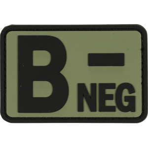 Voodoo Tactical Blood Type B- Neg PVC Morale Patch OD Green