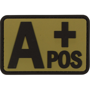 Voodoo Tactical Blood Type A+ Pos PVC Morale Patch Coyote
