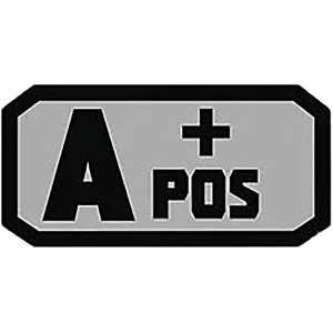 Voodoo Tactical Blood Type A+ Pos PVC Morale Patch Gray
