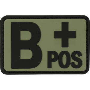 Voodoo Tactical Blood Type B+ Pos PVC Morale Patch OD Green