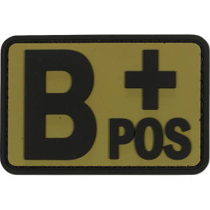Voodoo Tactical Blood Type B+ Pos PVC Morale Patch Coyote