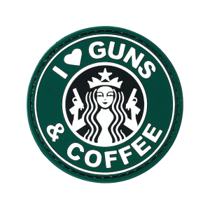 Voodoo Tactical I Love Guns and Coffee PVC Morale Patch Green