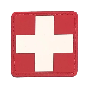 Voodoo Tactical White Cross Combo PVC Morale Patch Red And White