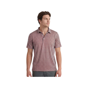 Huk Men's Pursuit Printed Short Sleeve Polo True Red XL