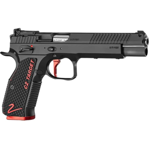 CZ Shadow 2 Target 9mm Luger Pistol 6" Barrel 17+1 Round Nitride Slide Black/Red Grip Black Frame