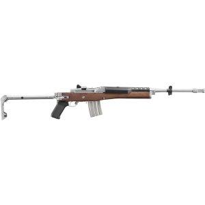 Ruger Mini-14 Tactical Semi Automatic Rifle 5.56x45mm NATO 18.5" Stainless Threaded Barrel Stainless Frame Walnut Pistol Grip