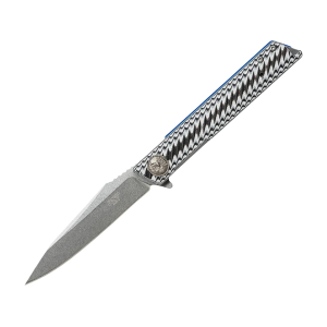 ASP Slim Folder Assisted Opening Pocket Knife 3.5" Reverse Tanto AUS-8 Stonewashed Blade G-10 Handle Black/White