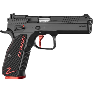 CZ Shadow 2 Target 9mm Luger Pistol 5" Barrel 17+1 Round Nitride Slide Black/Red Grip Black Frame