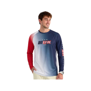 Huk Men's Airweight USA Long Sleeve Crew Neck Shirt Naval Academy 2XL