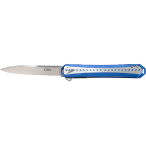 CRKT Stickler Assisted Opening Pocket Knife 3.38" Drop Point 12C27 Sandvik Satin Blade Aluminum Handle Blue