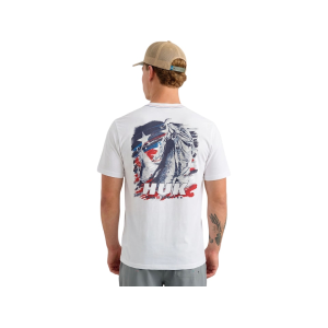Huk Men's KC Fish Flag Short Sleeve Crew Neck T Shirt White Medium