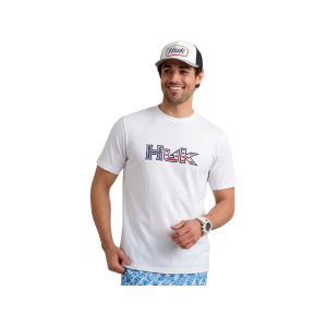 Huk Men's Americana Fill Short Sleeve Crew Neck T Shirt White XL
