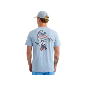 Huk Men's Home Of The Fish Short Sleeve Crew Neck T Shirt Cerulean Large