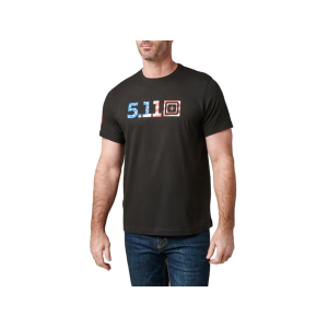 5.11 Men's USA Flag Fill Short Sleeve Crew Neck T Shirt Black Medium