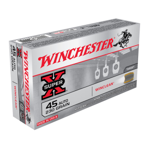 Winchester Super X WinClean 45 ACP Ammo 230 Grain Full Metal Jacket Case of 500 (10 Boxes of 50)