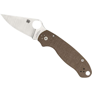 Spyderco Para 3 Pocket Knife 2.92" Drop Point CPM-CRUWEAR Satin Blade Micarta Handle Brown