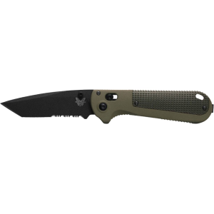 Benchmade Redoubt Pocket Knife 3.53" Partially Serrated Tanto Point CPM D2 Black Blade Grivory Handle Ranger Green
