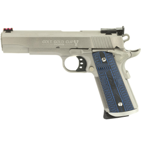 Colt Gold Cup Trophy 45 ACP Pistol 5" Barrel 8+1 Round Stainless Slide Blue Grip Stainless Frame