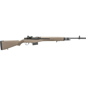 Springfield Armory M1A Standard Issue Rifle California Compliant Semi Automatic Rifle 308 Winchester 22" Carbon Steel Threaded Barrel Black Frame Flat Dark Earth Fixed Stock