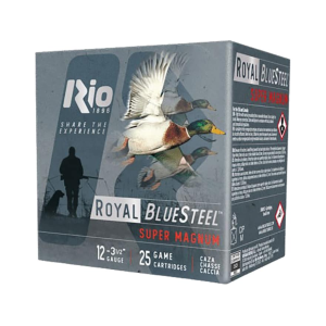 Rio Ammunition Royal BlueSteel High Velocity 12 Gauge Ammo 3-1/2" BB Steel Shot 1-3/8 oz Case of 250 (10 Boxes of 25)