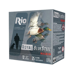 Rio Ammunition Royal BlueSteel Magnum 12 Gauge Ammo 3" #2 Steel Shot 1-1/4 oz Case of 250 (10 Boxes of 25)