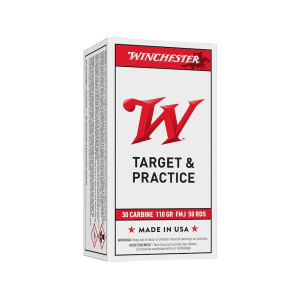 Winchester White Box USA 30 Carbine Ammo 110 Grain Full Metal Jacket Box of 50