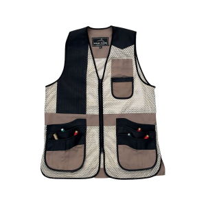 Wild Hare Men's Range Shooting Vest with Leather Trim Right Hand Tan/Black Large