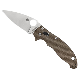 Spyderco Manix 2 Pocket Knife 3.37" Drop Point CPM-CRUWEAR Satin Blade Micarta Handle Brown