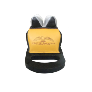 Protektor Deluxe Bumble Bee Double Stitched Super Slick Silver Bunny Ear Rear Shooting Rest Bag with Heavy Doughnut Bottom and Carry Handle Leather Black and Yellow Filled