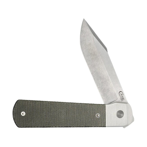 Case Longhouse Pocket Knife 3" Modified Clip Point CPM 20CV Stonewashed Blade Micarta Handle OD Green