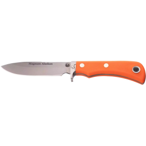 Knives of Alaska Magnum Alaskan Fixed Blade Knife 4.5" Drop Point D2 Bead Blasted Blade SureGrip Handle Orange