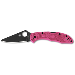 Spyderco Delica 4 Pocket Knife 2.9" Leaf CPM S30V Titanium Carbo-Nitride Blade Fiberglass Reinforced Nylon (FRN) Handle Pink