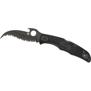 Spyderco Matriarch 2 Pocket Knife 3.57" Partially Serrated Talon Point VG-10 Black Titanium Carbonitride Blade Fiberglass Reinforced Nylon (FRN) Handle Black