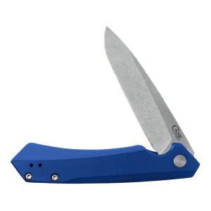 Case Kinzua Pocket Knife 3.4" Spear Point CPM S35VN Satin Blade Aluminum Handle Blue