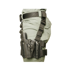 BLACKHAWK! Serpa Level 2 Tactical Drop Leg Holster Left Hand Glock 17, 19, 19X, 22, 23, 26, 27, 31, 32, 33, 38, 45, 47 Polymer Black