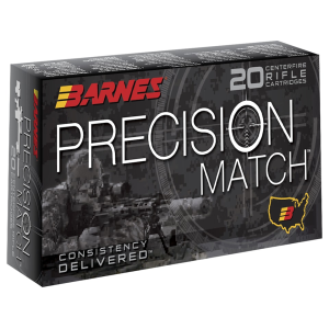 Barnes Precision Match 338 Lapua Magnum Ammo 300 Grain Barnes Open Tip Match Jacketed Hollow Point Box of 20