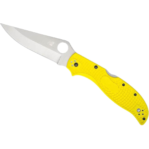 Spyderco Stretch 2 XL Lightweight Salt Pocket Knife 3.95" Drop Point H-2 Satin Blade Fiberglass Reinforced Nylon (FRN) Handle Yellow